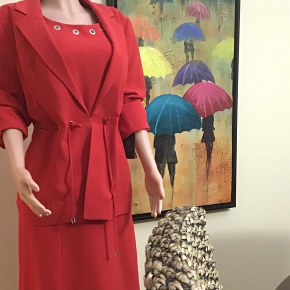 NWT Doncaster Collection Size 16 Red Dress with Matching Jacket - Picture 1 of 4